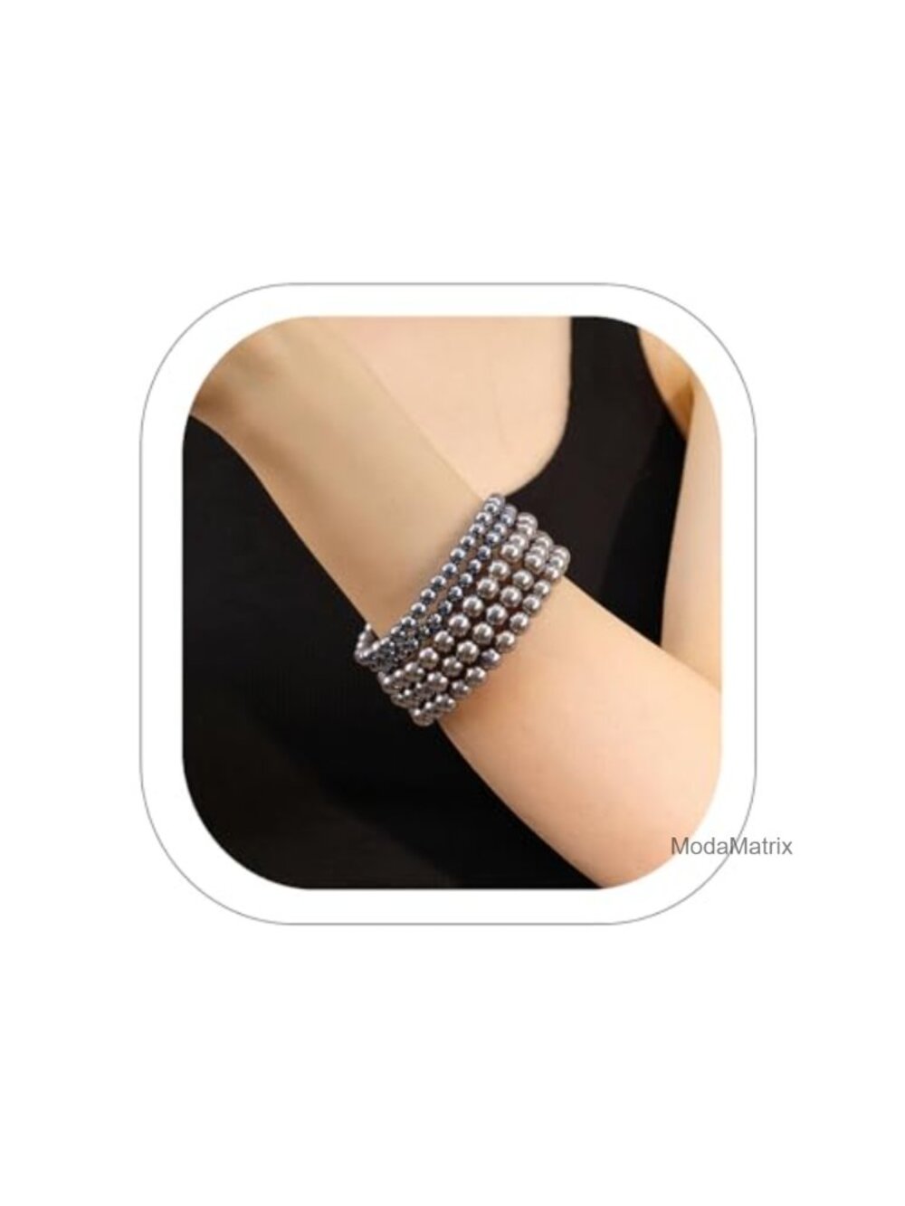 5-Piece Faux Pearl Stretch Bracelet Set Stackable Chunky Bracelets